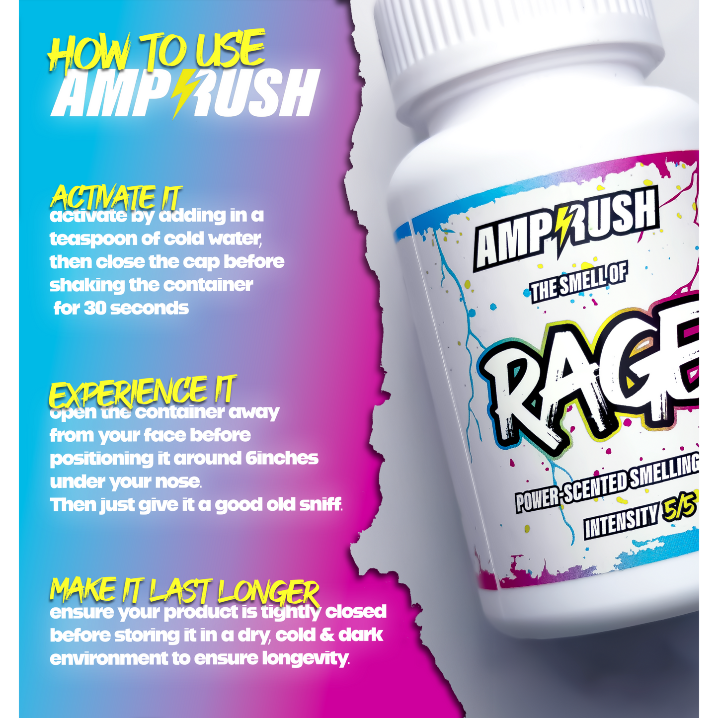 AMPRUSH Smelling Salts - Instant Energy Boost (ACTIVATION REQUIRED) Sport Alert